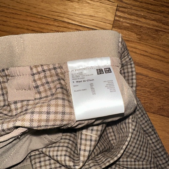 NWOT Uniqlo Plaid Checkered Trouser Work Pants with stretchy elastic waist - Picture 6 of 6